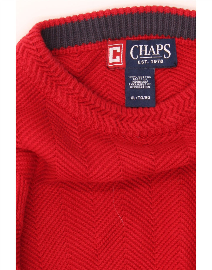 CHAPS Mens Crew Neck Jumper Sweater XL Red Cotton Vintage Chaps and Second-Hand Chaps from Messina Hembry 