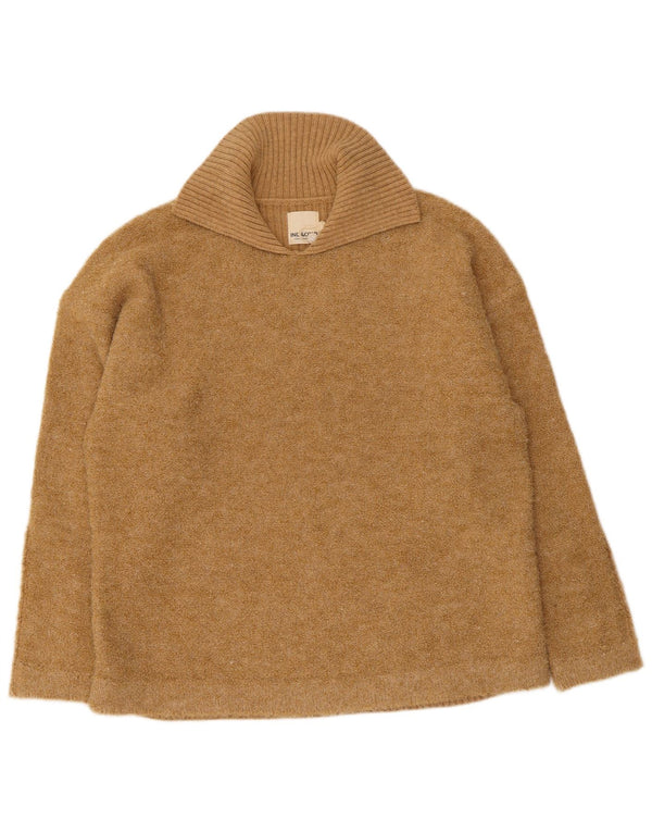 Indi & Cold Pulover cu gât polo pentru femei UK 14 Medium Beige Lână