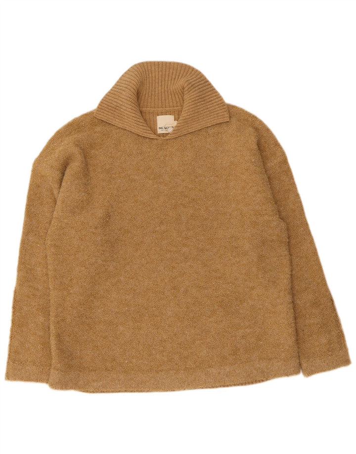 Indi & Cold Pulover cu gât polo pentru femei UK 14 Medium Beige Lână