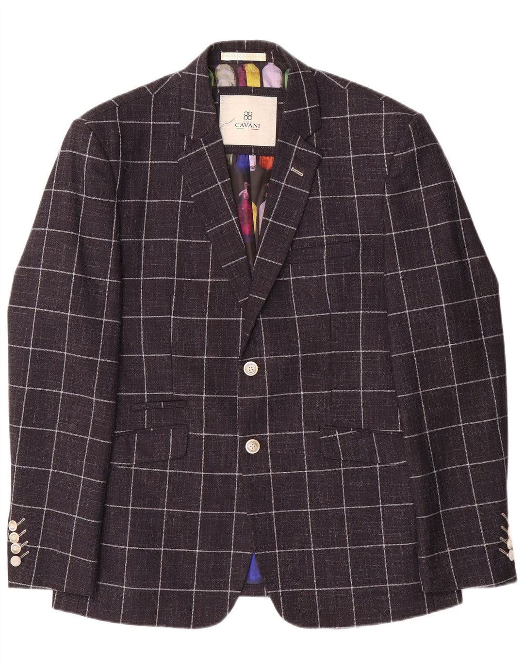 Jachetă pentru bărbați Cavani, cu 2 nasturi, UK 42 XL, poliester cu carouri bleumarin