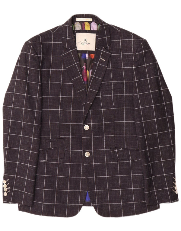 Jachetă pentru bărbați Cavani, cu 2 nasturi, UK 42 XL, poliester cu carouri bleumarin