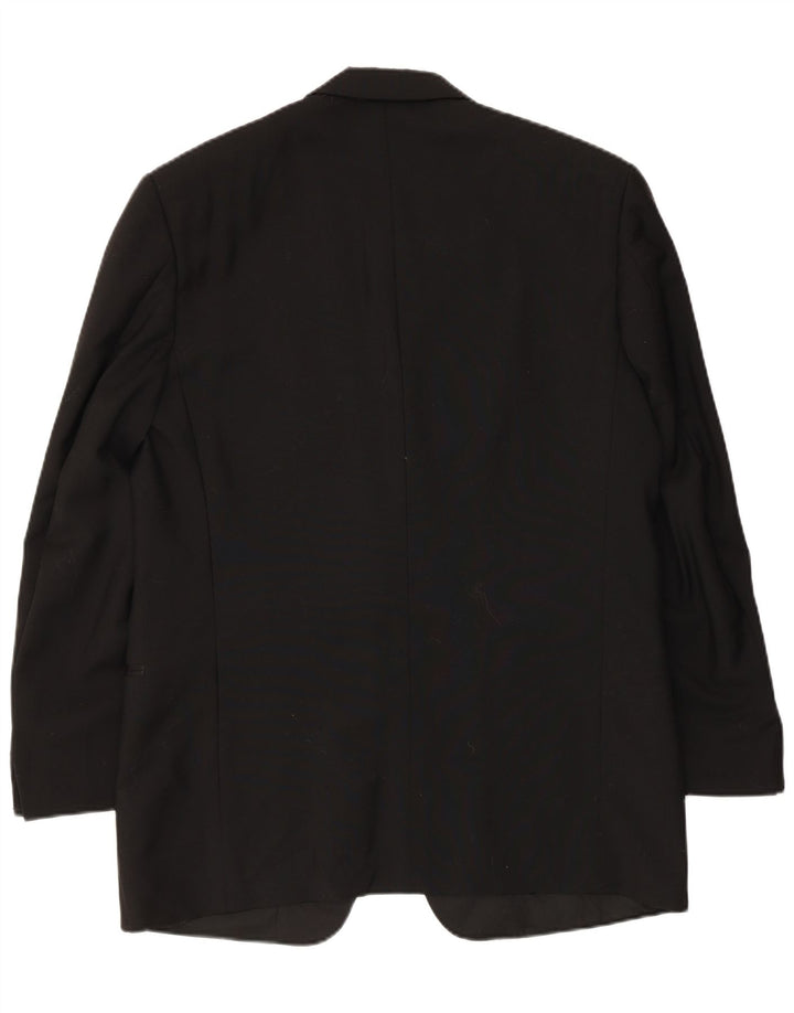 Mario Zegna Jachetă pentru bărbați cu 1 nasture IT 50 Lână mare neagră color bloc