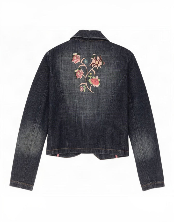 Jachetă pentru femei Bisou Crop 1 Button Blazer UK 10 Small Blue Floral