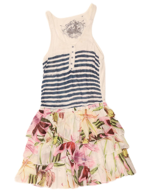 Rochie cu etaje fără mâneci Desigual pentru femei EU 38 Medium White Floral