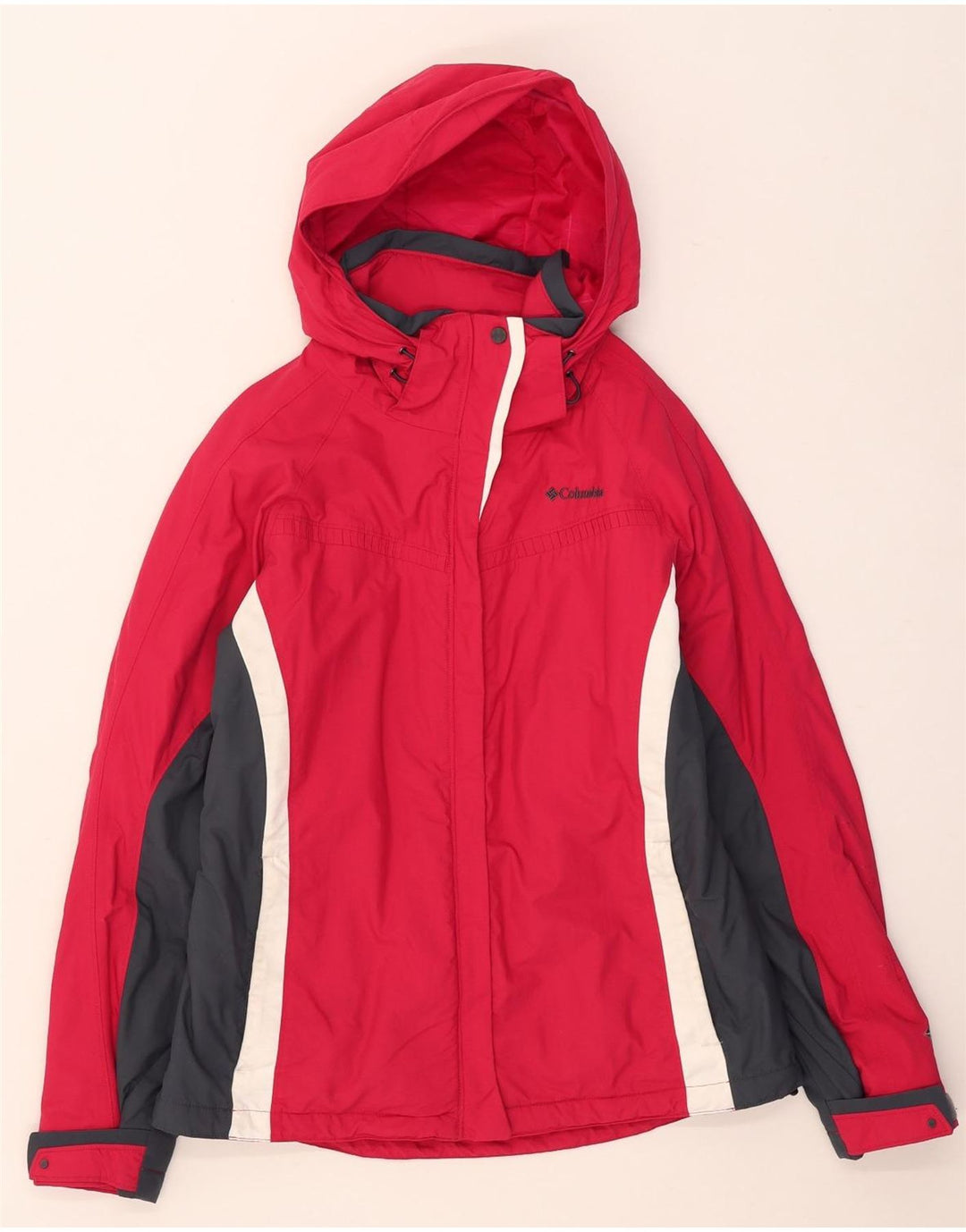 Jachetă de schi cu glugă Columbia Omni-Tech pentru femei UK 12 Medium Red Colorblock