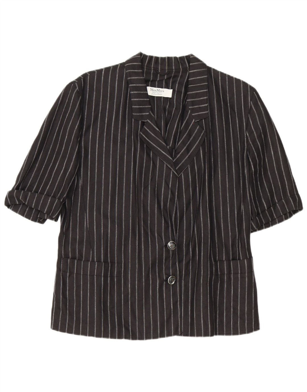 Sacou blazer pentru femei Max Mara cu 2 nasturi UK 14 Medium Black Pinstripe