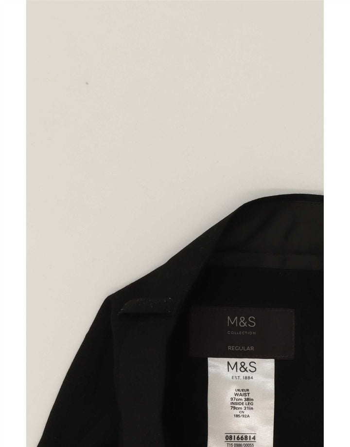 Pantaloni pentru bărbați Marks & Spencer Tapered W38 L31 Negri, Poliester, Clasic