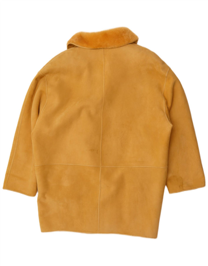 Palton supradimensionat din shearling pentru femei Vintage, la două piept, IT 44 Galben mediu