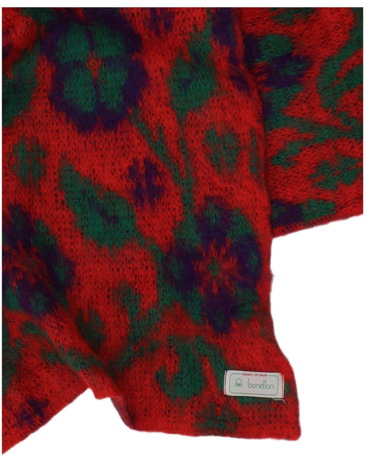 Eșarfă din tricot grafic Benetton pentru femei, mărime unică, roșu, floral