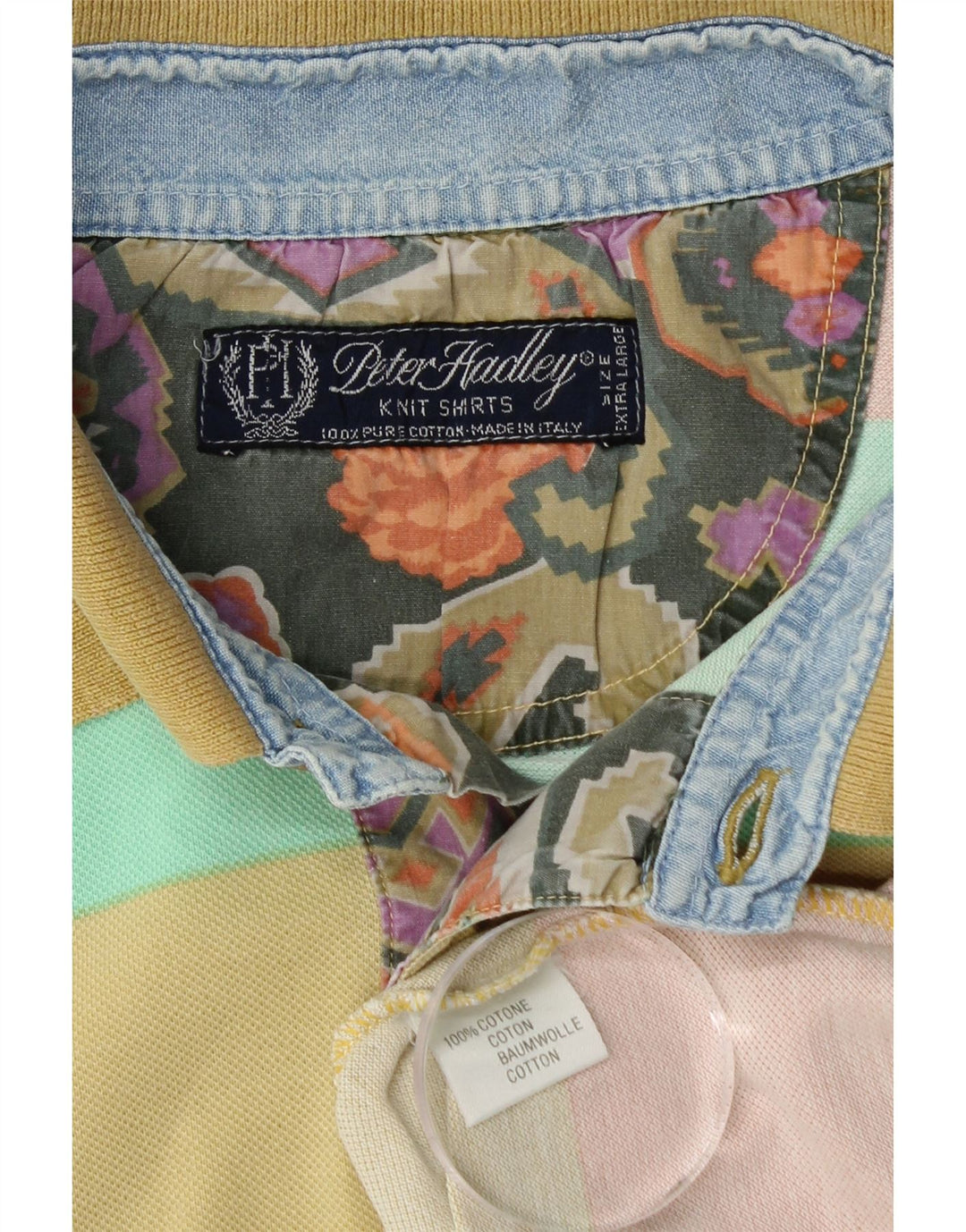 PETER HADLEY Tricou polo pentru bărbați XL, bumbac cu dungi multicolore