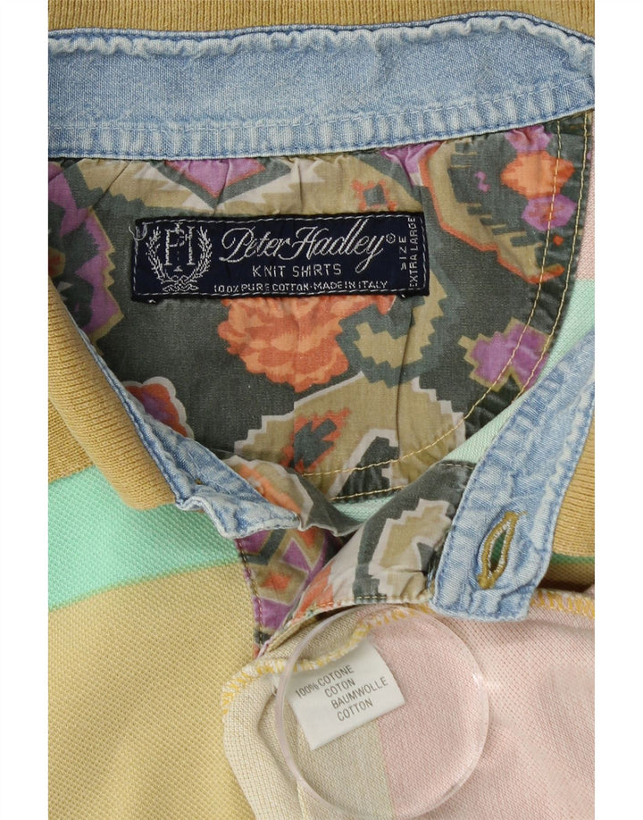 PETER HADLEY Tricou polo pentru bărbați XL, bumbac cu dungi multicolore