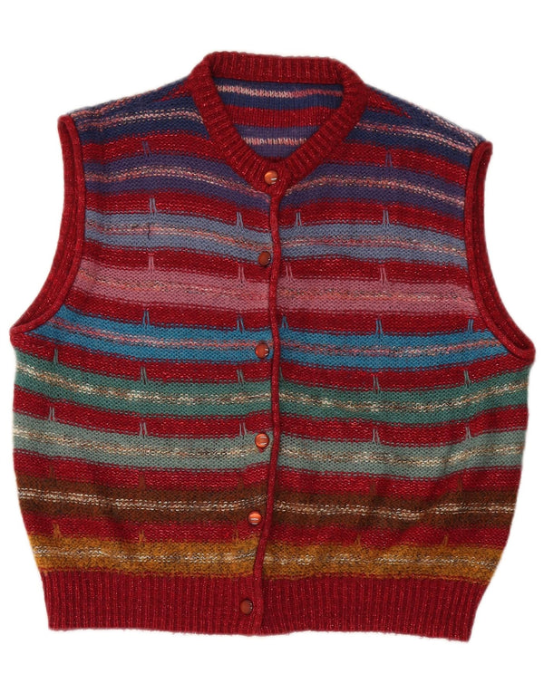Pulover cardigan vintage pentru femei UK 14 mare, multicolore, cu dungi