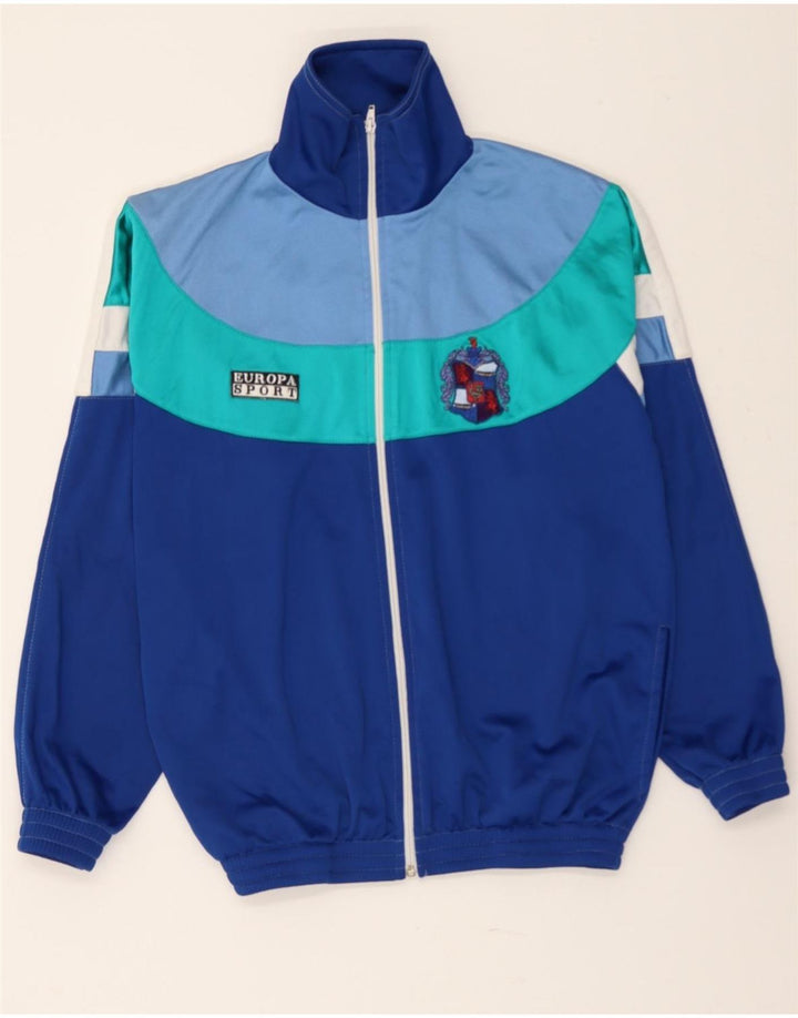 VINTAGE Mens Tracksuit Top Jacket Medium Blue Colourblock Polyester Vintage Vintage and Second-Hand Vintage from Messina Hembry 