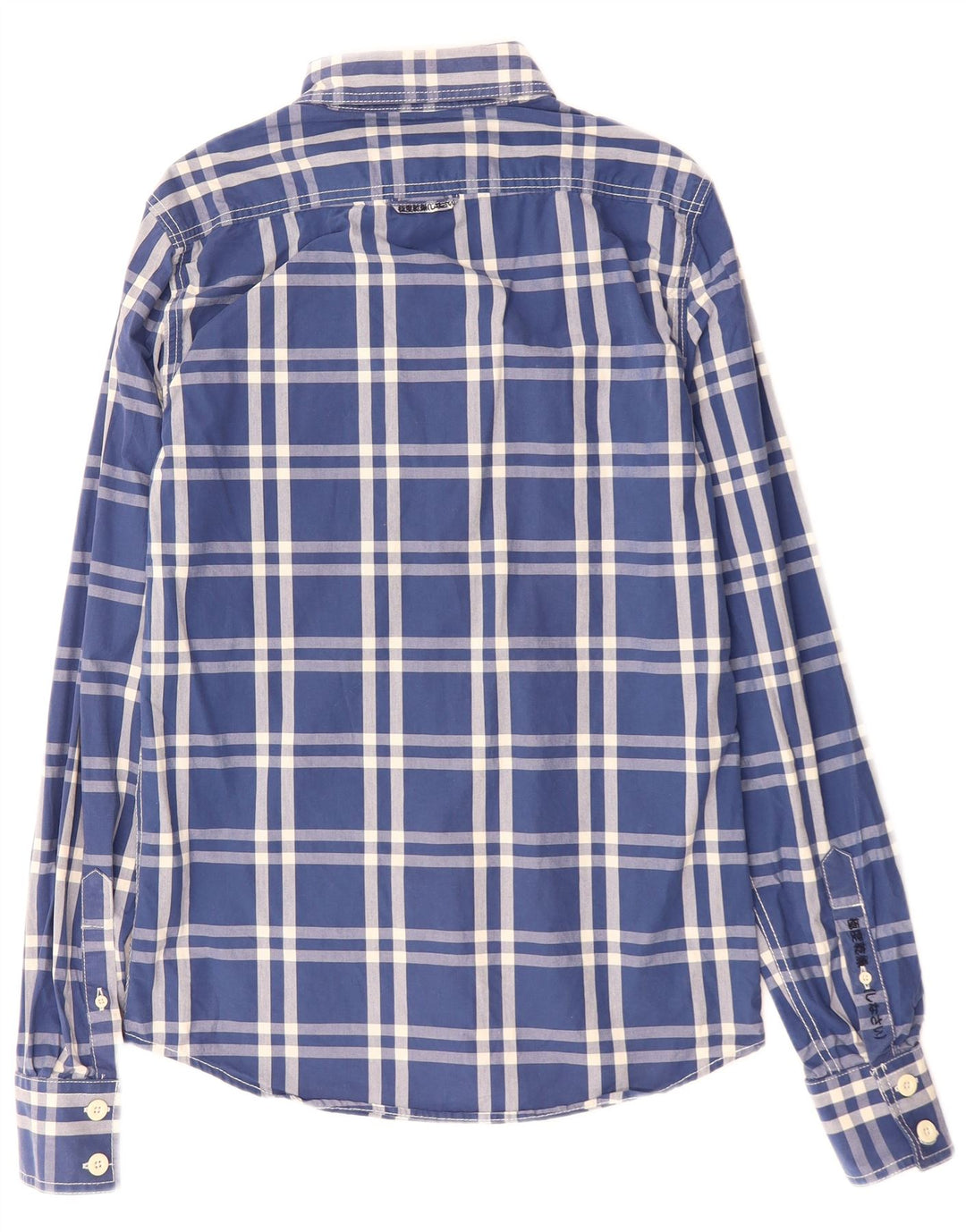 Cămașă pentru bărbați SUPERDRY din bumbac carouri albastru mediu