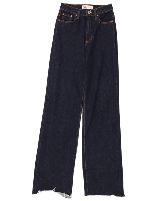 Blugi pentru femei Zara cu picioare largi EU 34 2XS L24 L34 Bumbac bleumarin