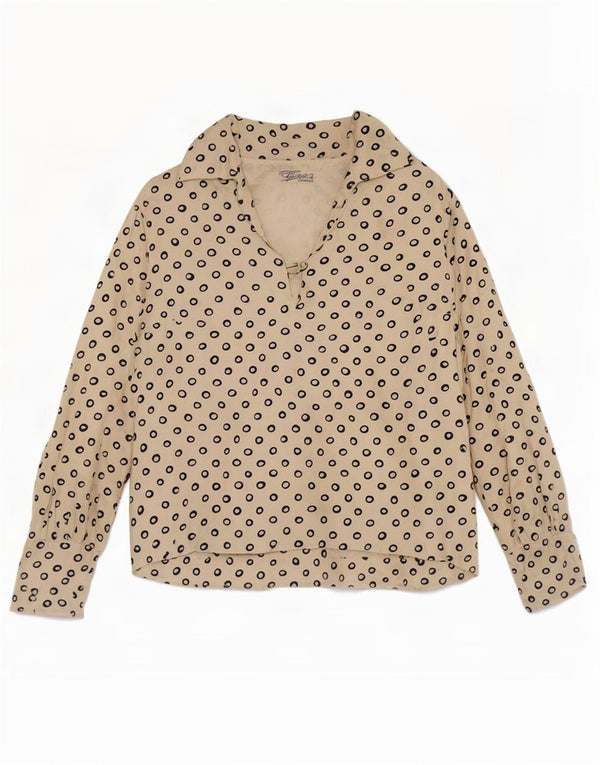 Bluză Vintage pentru femei Crop cu mâneci 3/4 UK 12 Medium Bej pete