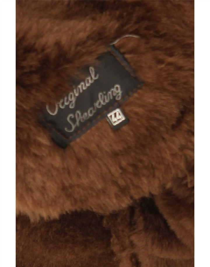 Palton vintage din shearling pentru femei IT 44 maro mediu