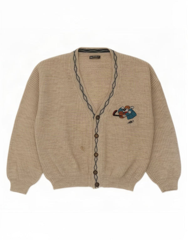 Cardigan Vintage pentru bărbați, lână mare, gri
