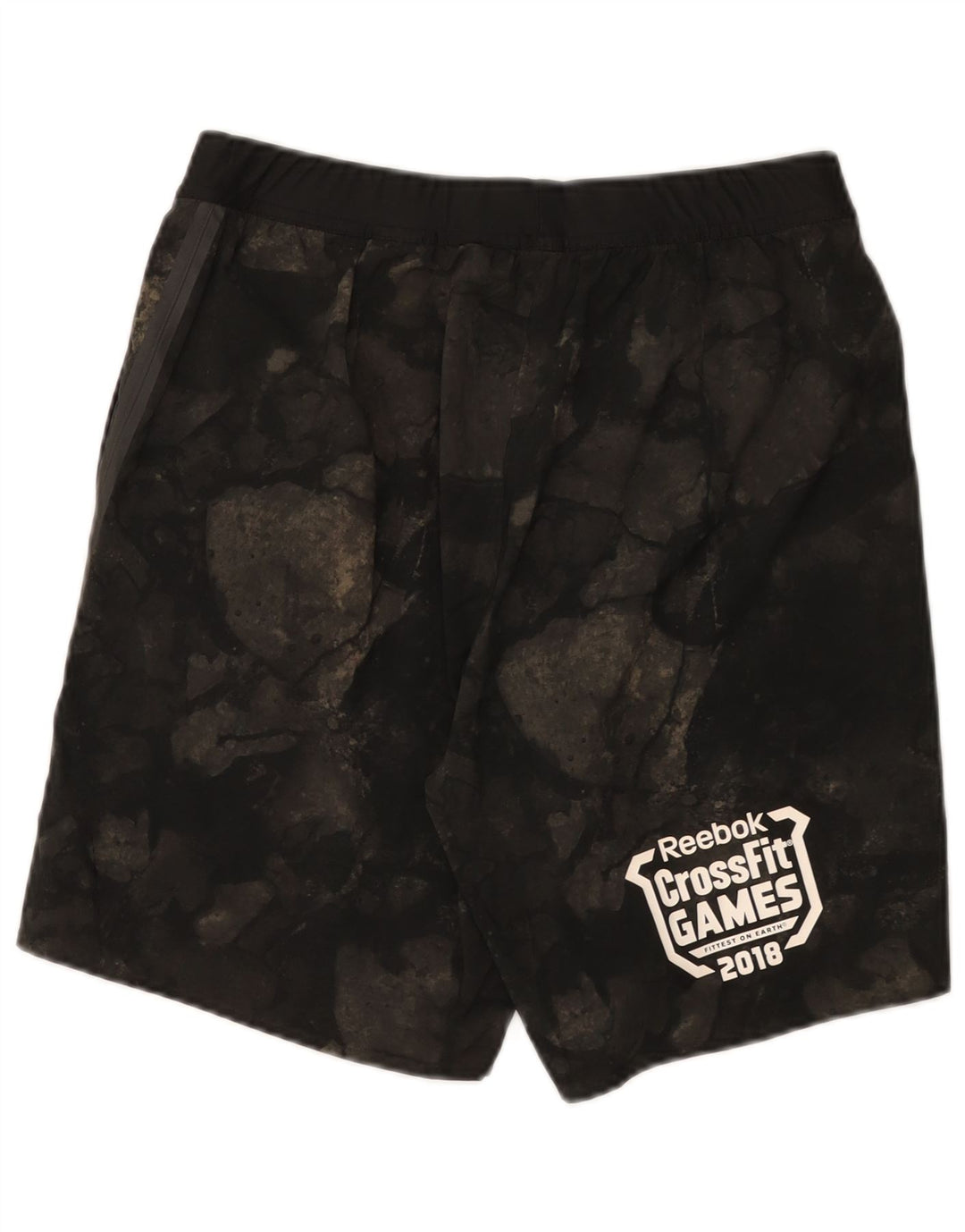 Pantaloni scurți sport grafic cross Fit Reebok pentru bărbați, poliester geometric negru mediu