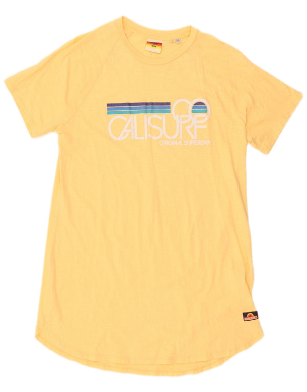 Rochie tricou supradimensionată pentru femei Superdry UK 10 Bumbac galben mic