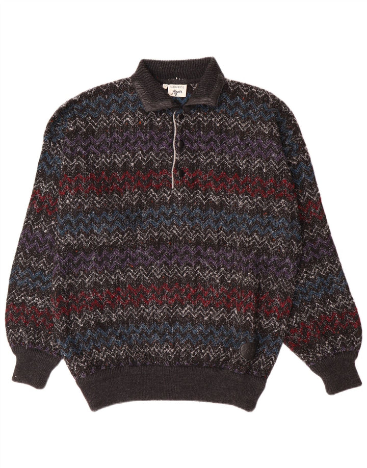 Pulover vintage pentru bărbați cu gât polo IT 52 chevron mare multicolor