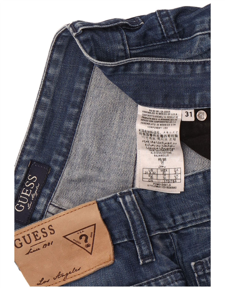 Pantaloni scurți Guess din denim pentru bărbați W31, bumbac albastru mediu
