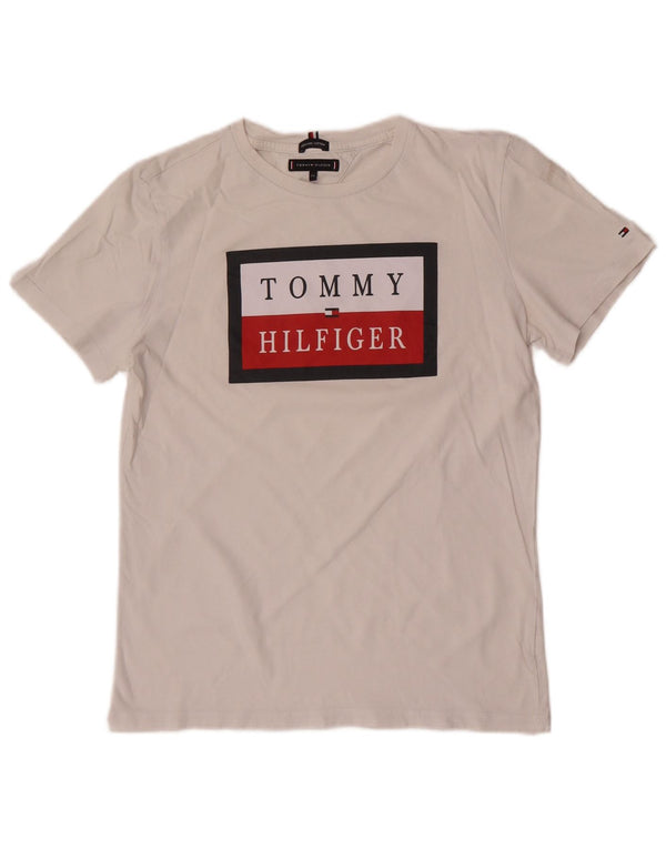 Tricou grafic Tommy Hilfiger pentru baieti Top 15-16 ani bumbac alb