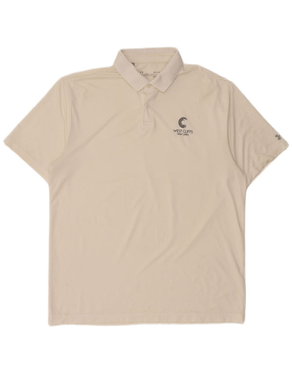 Tricou polo Under Armour Heat Gear pentru bărbați, mare, alb
