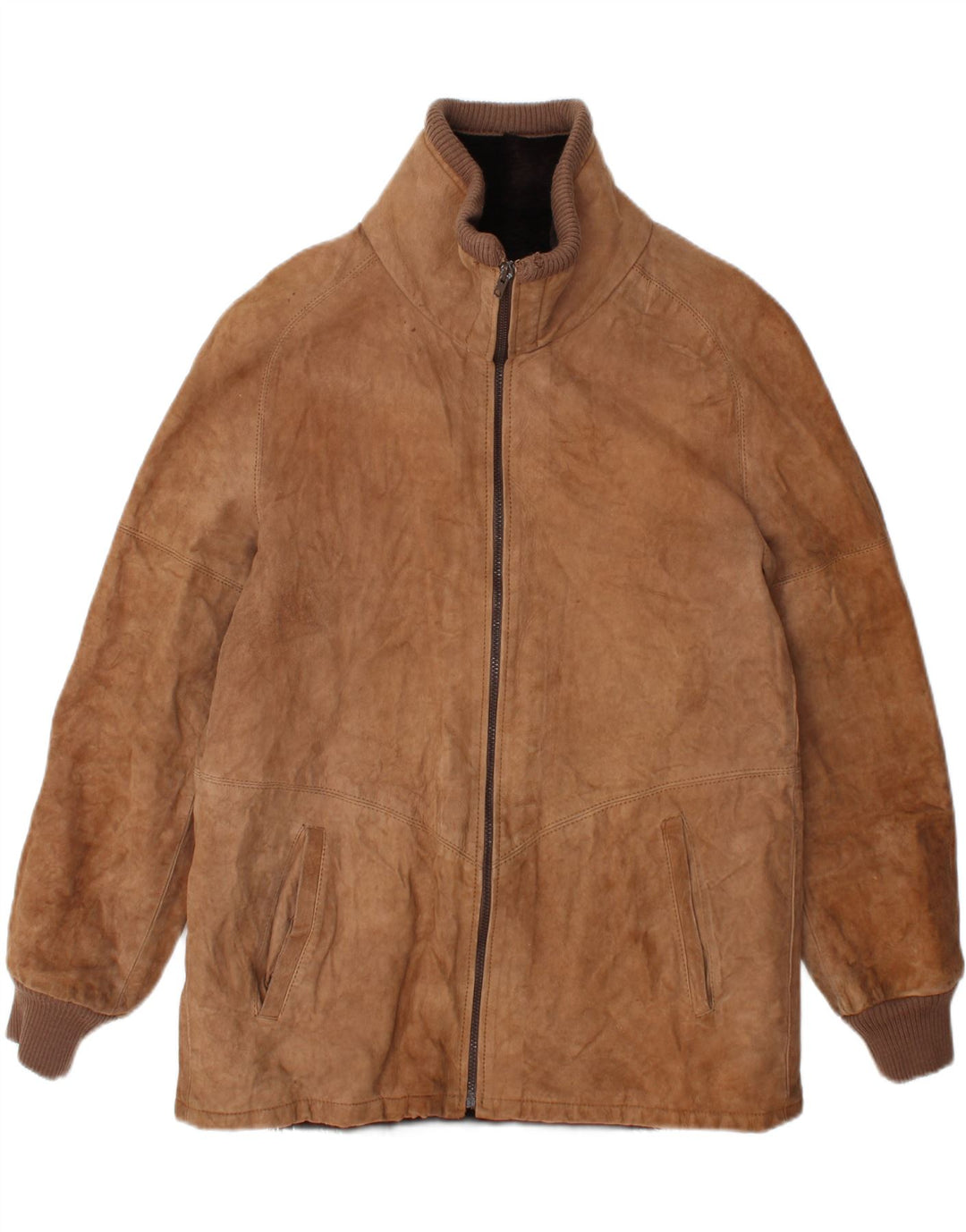 Jachetă din shearling pentru bărbați vintage UK 38 din piele maro medie