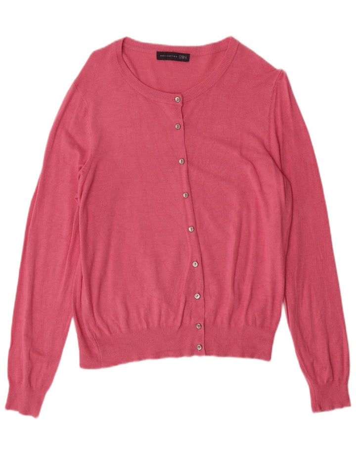 Pulover cardigan pentru femei Marks & Spencer UK 16 mare, roz, viscoză, clasic