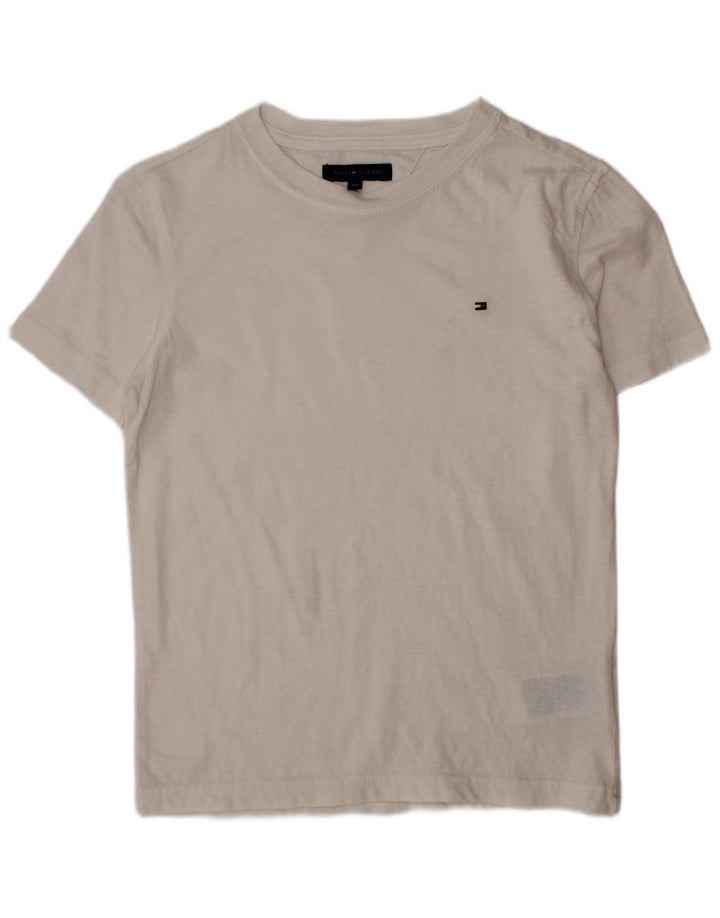 TOMMY HILFIGER Tricou Băieți Top 7-8 Ani Bumbac Alb