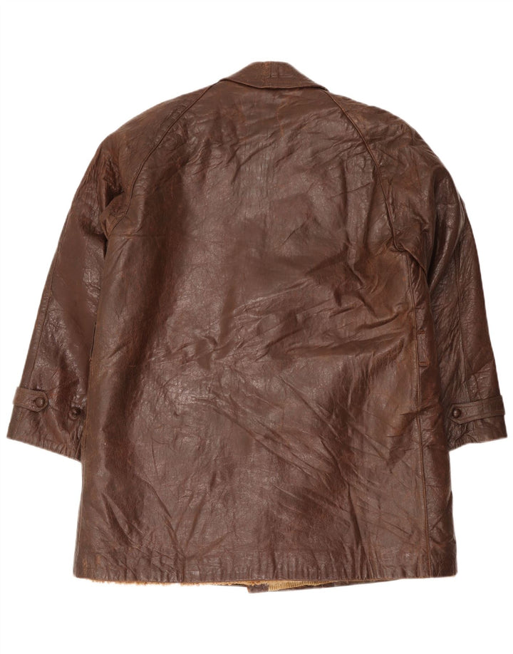Palton dublu din piele pentru bărbați vintage UK 38 maro mediu