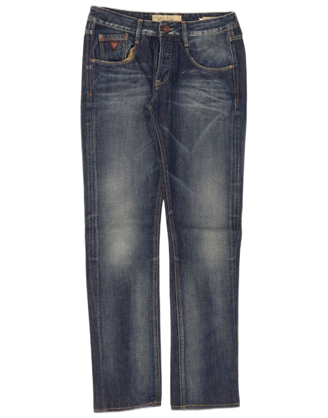 Blugi drepte pentru femei Guess L30 L33 bumbac bleumarin
