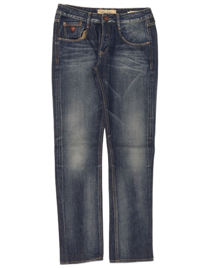 Blugi drepte pentru femei Guess L30 L33 bumbac bleumarin