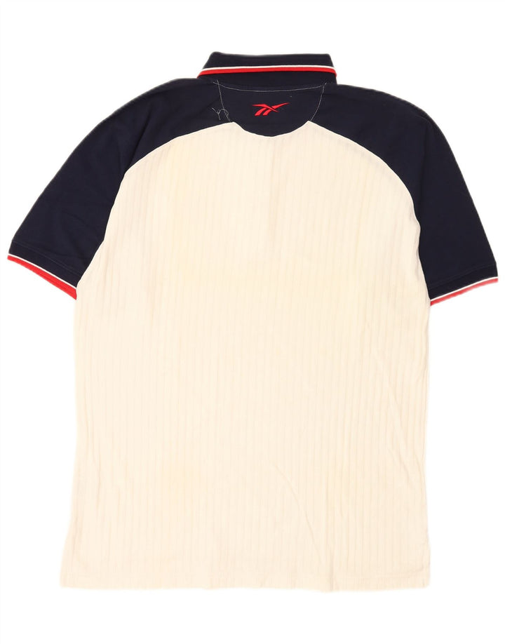 Tricou polo Reebok pentru bărbați, bumbac color bloc alb mediu