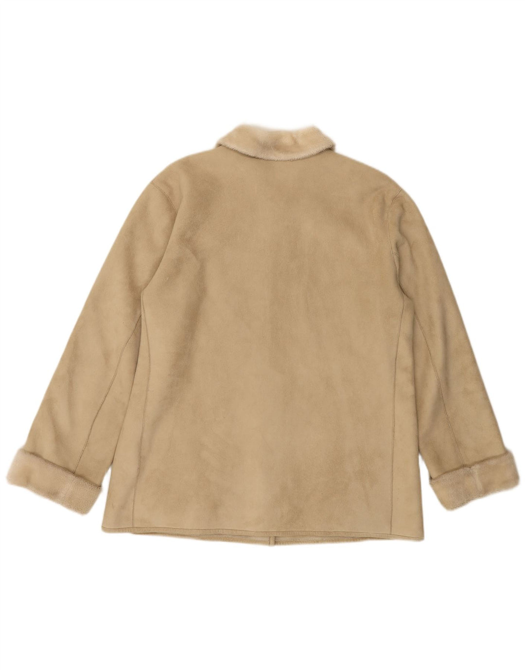 OLSEN Womens Sherpa Jacket UK 16 Large Beige Polyester