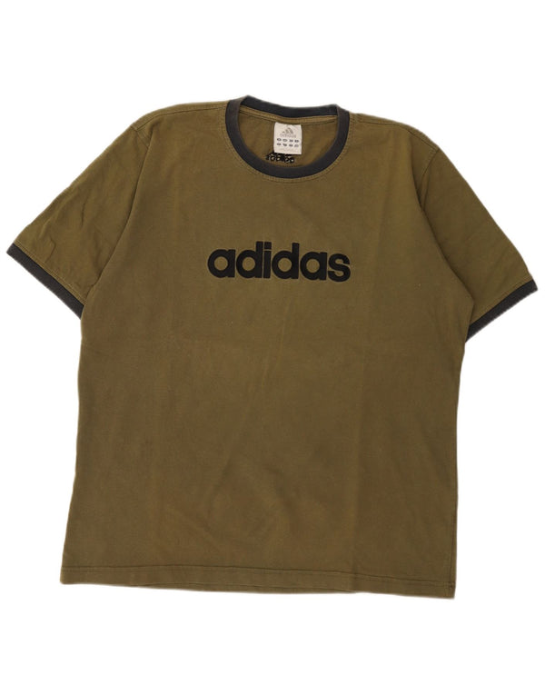 Tricou grafic pentru bărbați Adidas Top Mediu Kaki Bumbac