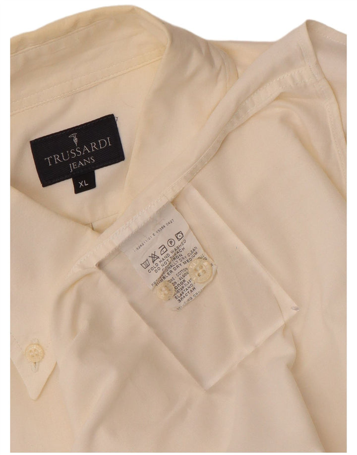 Cămașă Trussardi Jeans pentru bărbați, bumbac alb XL