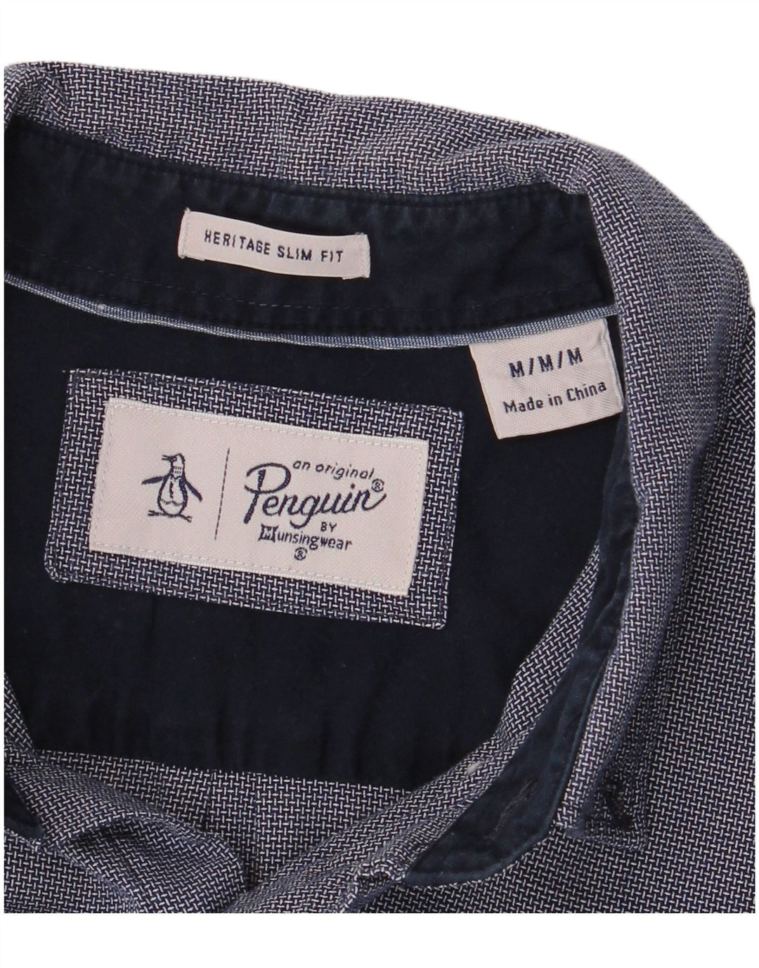 Cămașă pentru bărbați Penguin Heritage Slim Fit Mediu Bleumarin, Rayon geometric