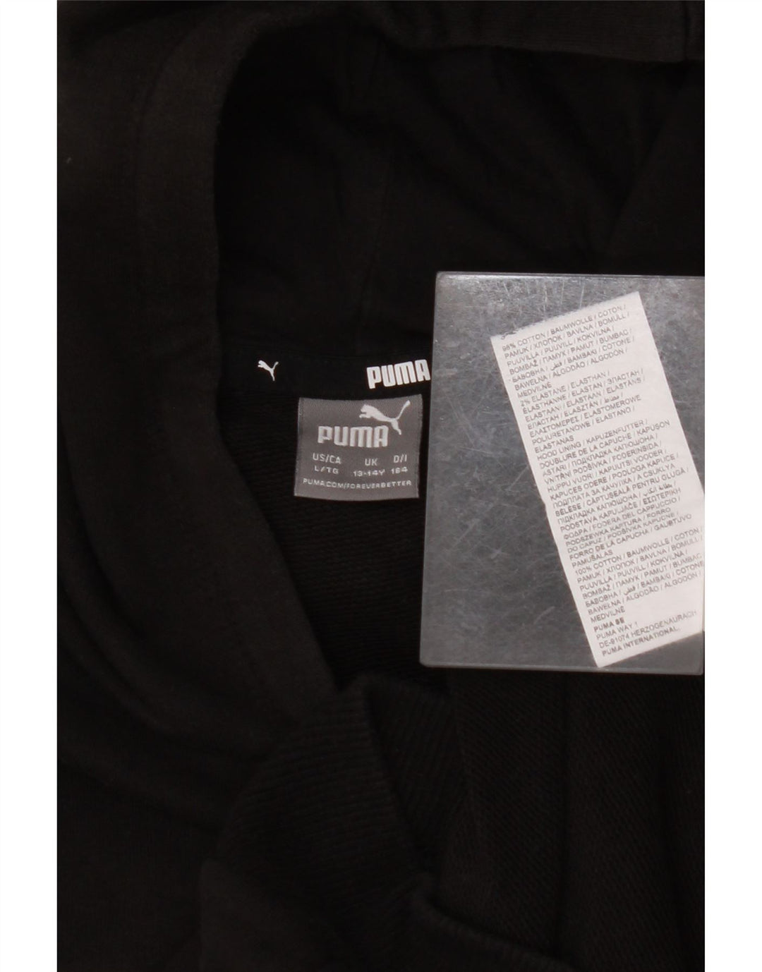 Pulover pentru fete PUMA Graphic Hoodie 13-14 ani, bumbac negru