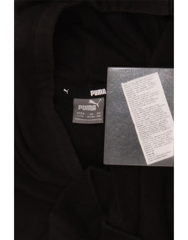 Pulover pentru fete PUMA Graphic Hoodie 13-14 ani, bumbac negru