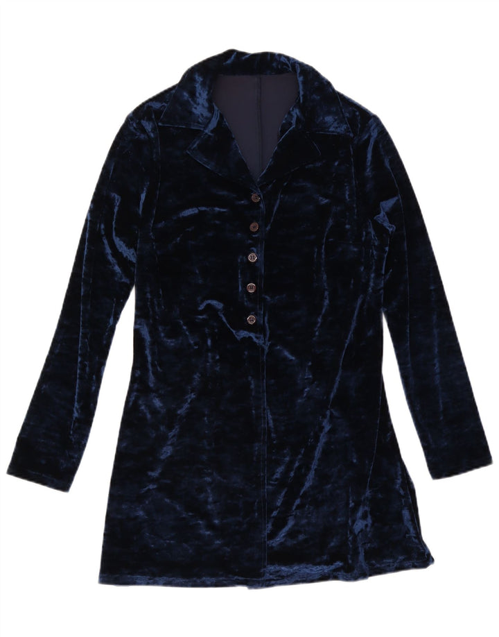 Bluză pentru femei Vintage cămașă cu paragate IT 44 Medium Bleumarin Poliester