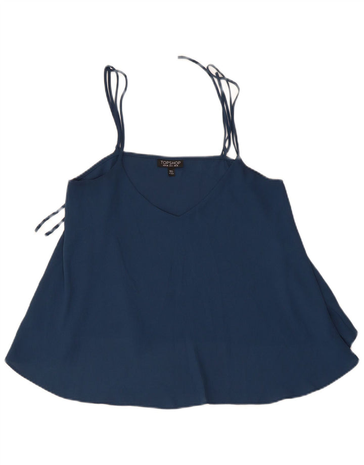 Topshop Womens Cami Top UK 10 Small Blue Polyester