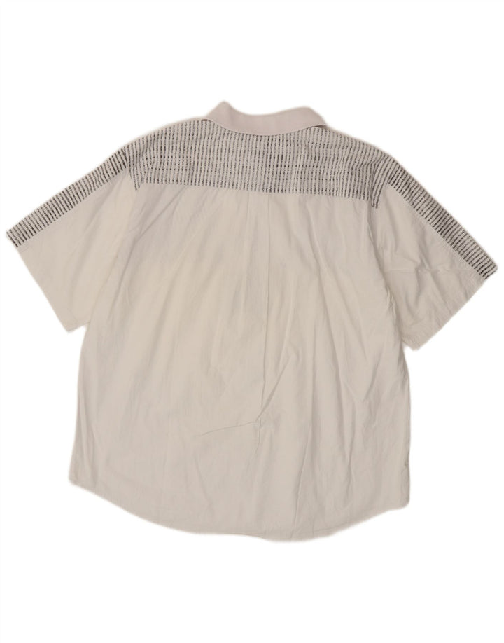 Cămașă pulover cu mânecă scurtă pentru bărbați vintage IT 52/54 mare, alb, cu dungi