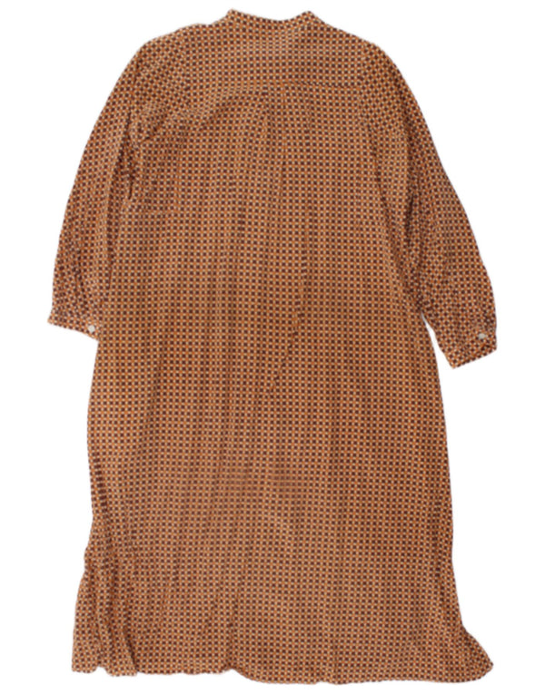Max Mara Femei Weekend Rochie Maxi cu maneci lungi UK 10 Small Brown Geometric