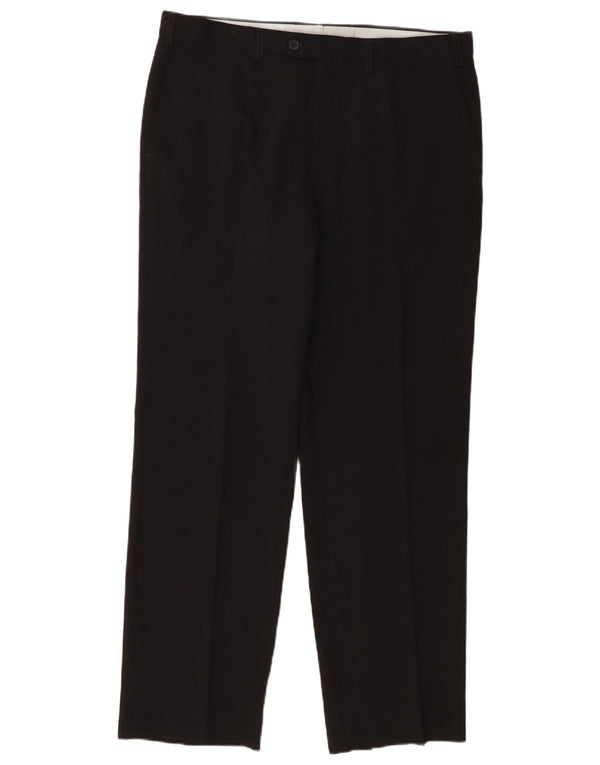 Marks & Spencer Mens Straight Suit Trousers W36 L31 Black Polyester