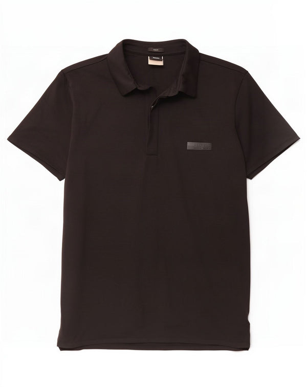 Cămașă polo pentru bărbați Hugo Boss Slim Fit Poliamidă neagră medie