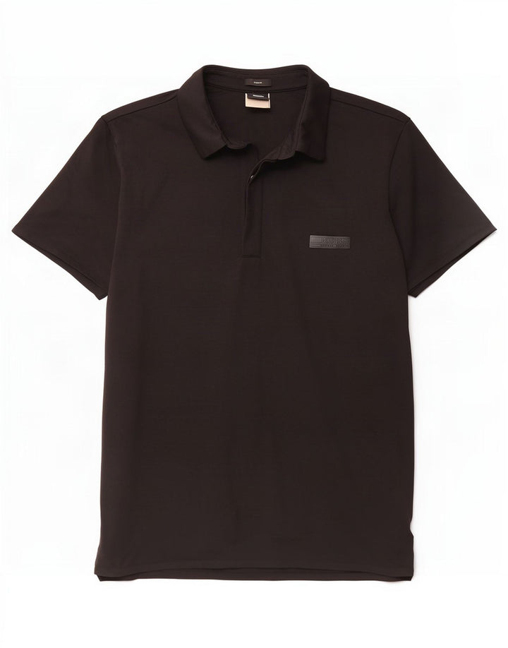 Cămașă polo pentru bărbați Hugo Boss Slim Fit Poliamidă neagră medie