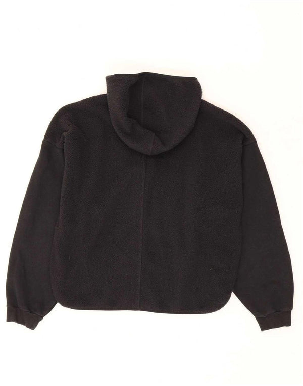 Pulover supradimensionat din fleece cu glugă Adidas pentru femei UK 8/10 Small Black