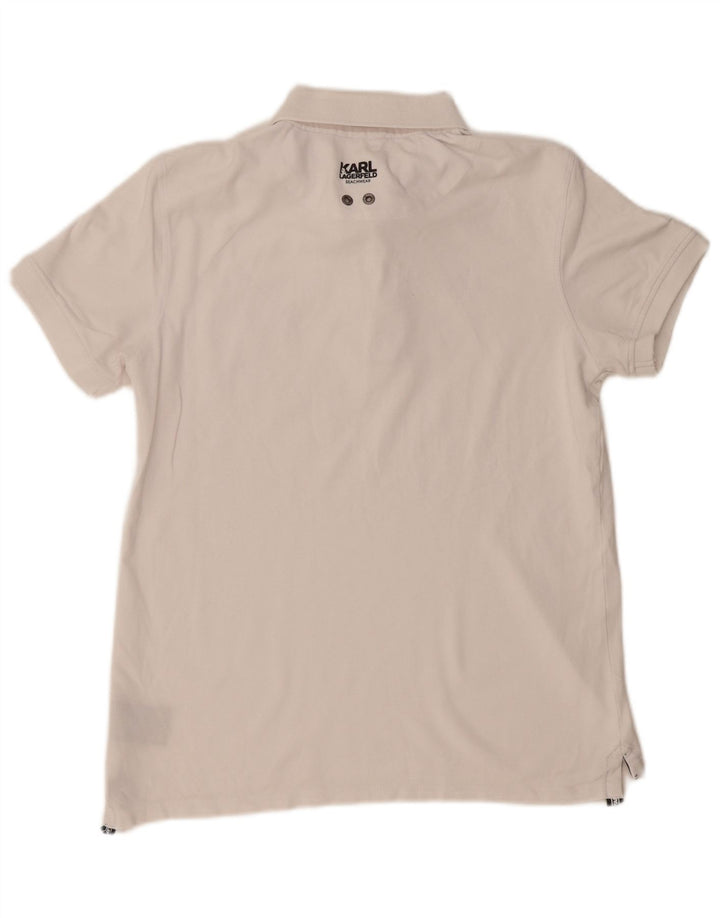 Tricou polo Karl Lagerfeld pentru bărbați, bumbac alb mediu